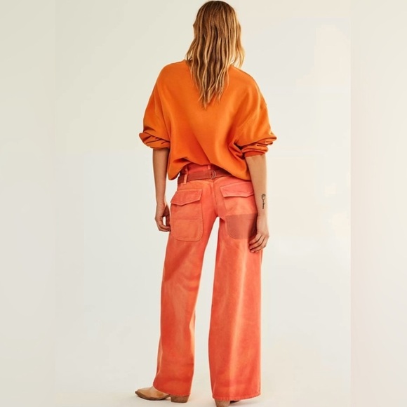 FREE PEOPLE We The Free Waterfall Baggy Wide Leg Jeans Oklahoma Sun Utility Pant - Picture 8 of 16